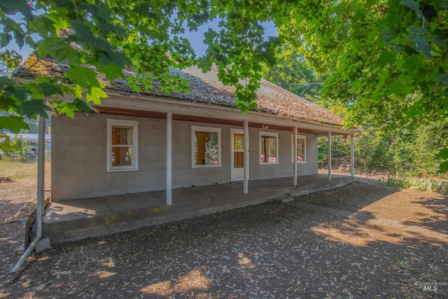 view of front of home with a patio area