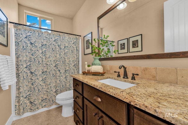 855 N Morley Green Pl, Eagle, ID 83616 - bathroom with vanity, tile patterned flooring, toilet, and a shower with shower curtain
