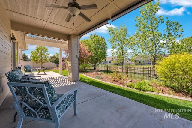 855 N Morley Green Pl, Eagle, ID 83616 - view of patio / terrace with a fenced backyard and a ceiling fan