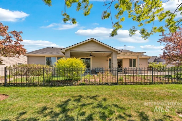 855 N Morley Green Pl, Eagle, ID 83616 - ranch-style house featuring fence, ceiling fan, and a front yard