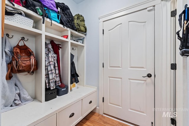 mudroom featuring light wood-type flooring