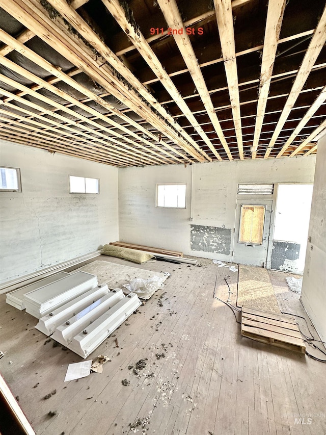 miscellaneous room featuring hardwood / wood-style floors and a healthy amount of sunlight