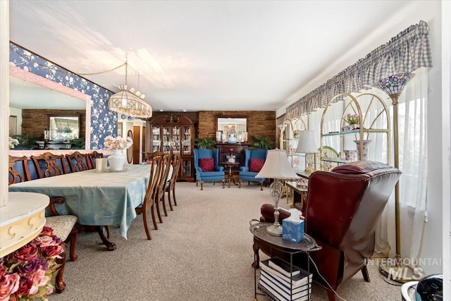 23743 Viking Ln, Wilder, ID 83676 - carpeted dining room with a chandelier and wallpapered walls