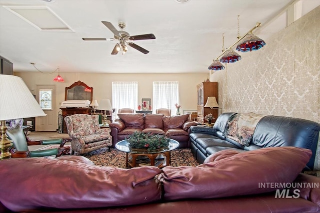 23743 Viking Ln, Wilder, ID 83676 - living room featuring ceiling fan