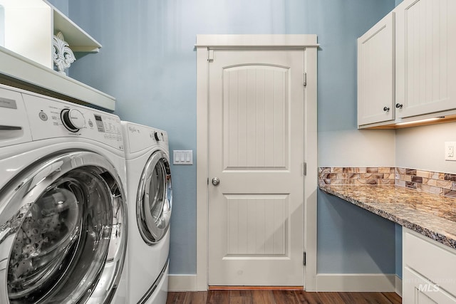 998 E Shadow Creek Ln, Eagle, ID 83616 - washroom with washer and dryer, dark wood finished floors, and cabinet space
