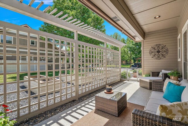 998 E Shadow Creek Ln, Eagle, ID 83616 - view of patio / terrace featuring a pergola and an outdoor living space