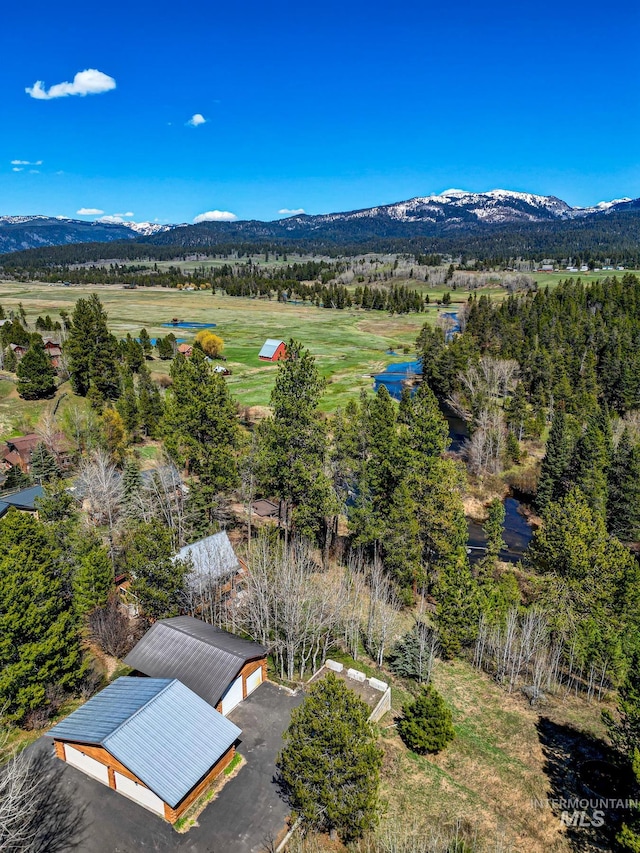 drone / aerial view with a mountain view