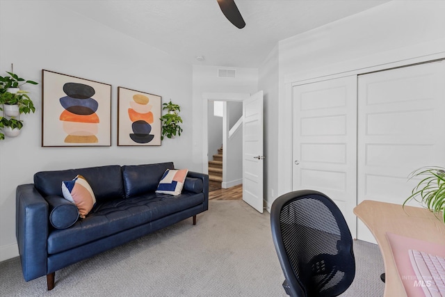 918 N 31st St, Boise, ID 83702 - living area with light colored carpet and ceiling fan
