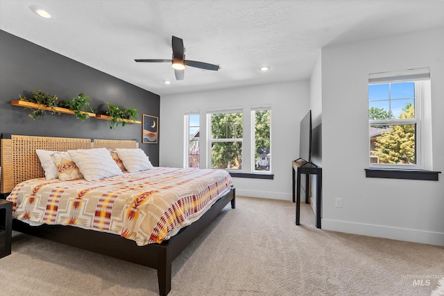 918 N 31st St, Boise, ID 83702 - bedroom featuring multiple windows, carpet, recessed lighting, and ceiling fan