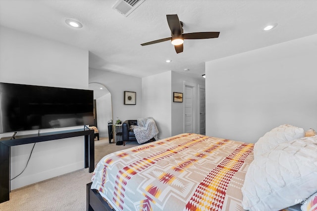 918 N 31st St, Boise, ID 83702 - bedroom featuring light colored carpet, recessed lighting, and a ceiling fan