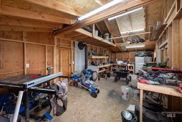 interior space with a workshop area