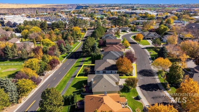 aerial view featuring a residential view