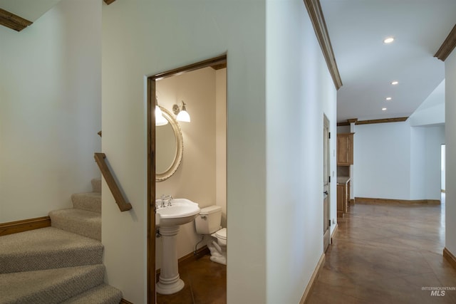 205 Shaun Ln, Hailey, ID 83333 - hallway featuring baseboards, stairway, and recessed lighting