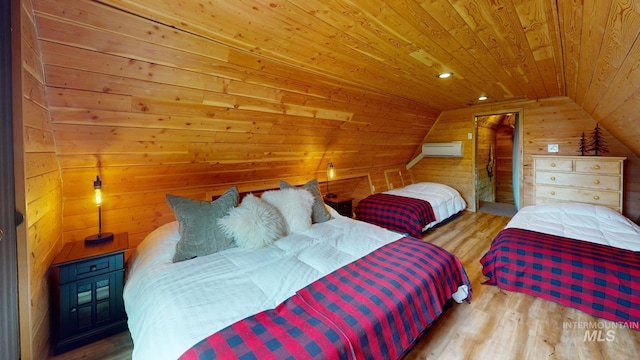 85 Cottage Rd, Anatone, WA 99401 - bedroom featuring wooden ceiling, wood walls, lofted ceiling, and wood finished floors