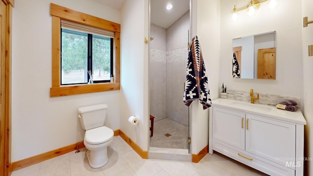 85 Cottage Rd, Anatone, WA 99401 - full bath with baseboards, vanity, toilet, and a shower stall