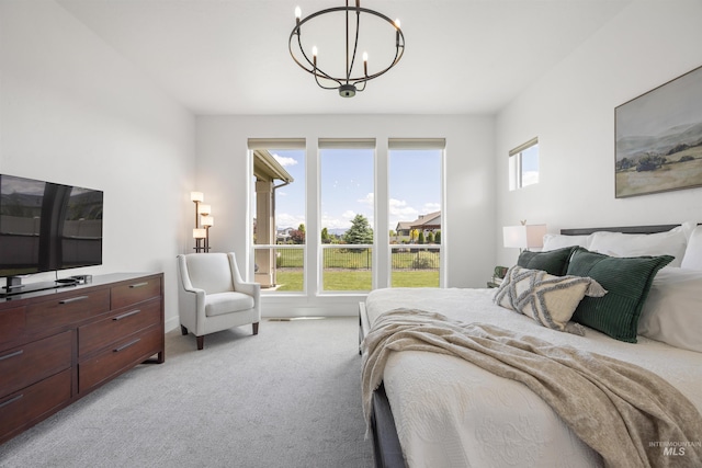 5222 S Montague Way, Meridian, ID 83642 - bedroom with a chandelier and light carpet