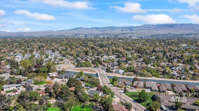 birds eye view of property with a residential view and a mountain view