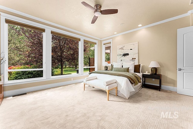 1452 S Hidden Island Pl, Eagle, ID 83616 - bedroom with ornamental molding, carpet floors, and ceiling fan