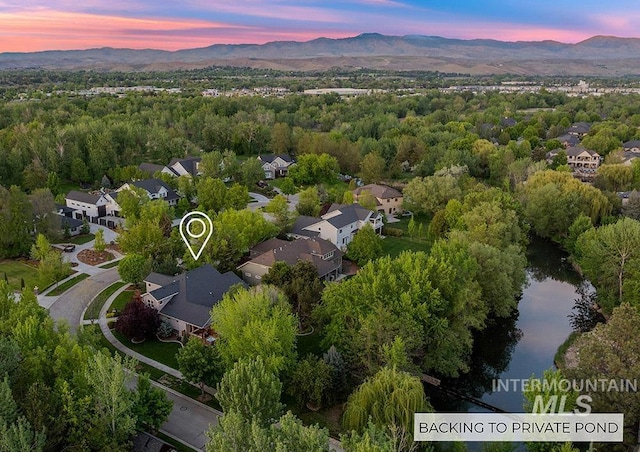 1452 S Hidden Island Pl, Eagle, ID 83616 - aerial view of residential area featuring a water and mountain view