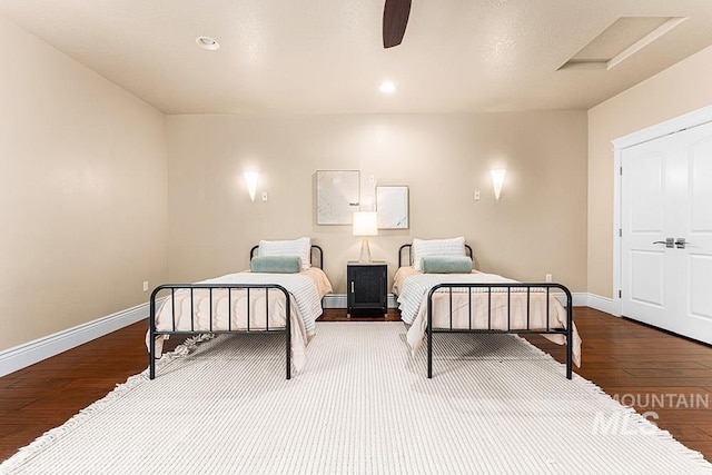 1452 S Hidden Island Pl, Eagle, ID 83616 - bedroom featuring dark wood finished floors, ceiling fan, and recessed lighting