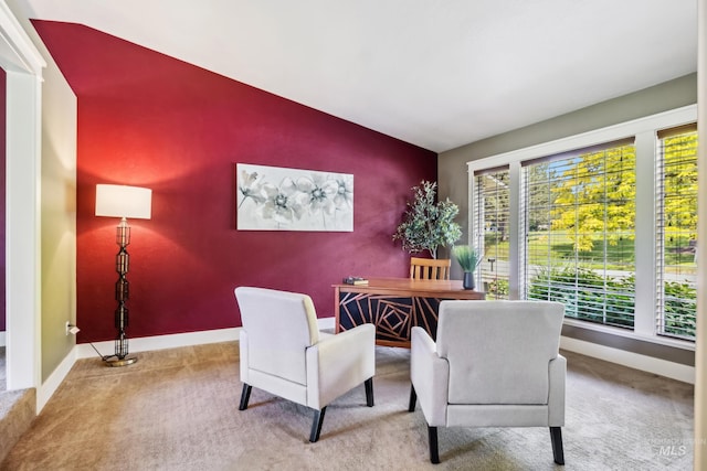 810 N Eagle Hills Way, Eagle, ID 83616 - carpeted dining space with an accent wall, baseboards, and vaulted ceiling