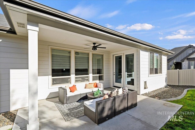 view of patio / terrace with an outdoor hangout area and ceiling fan