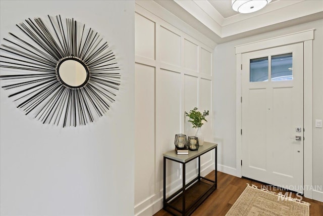 entrance foyer with dark wood-type flooring