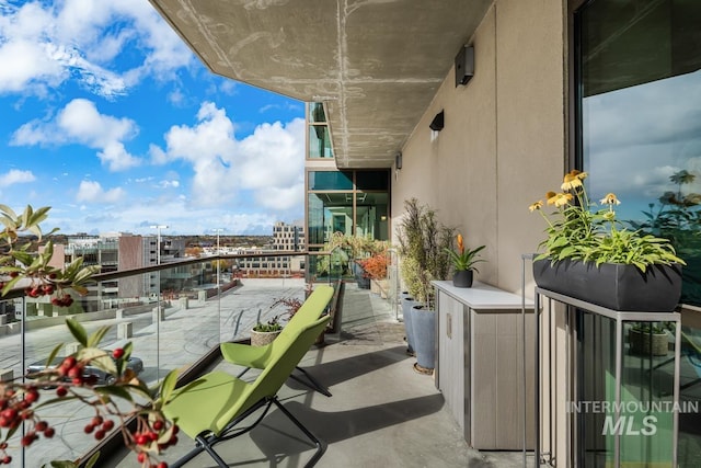 balcony with a view of city