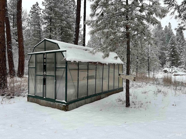 view of snow covered structure