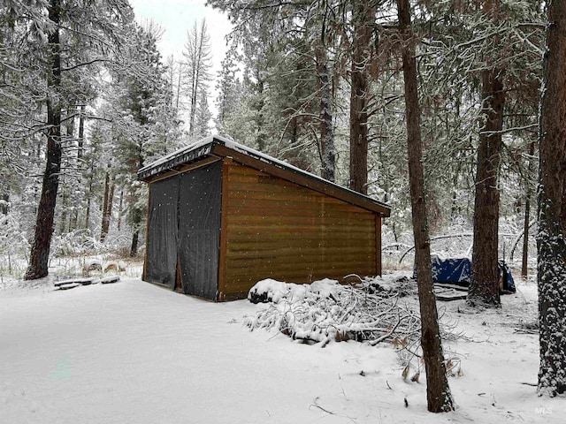 view of snow covered structure