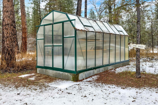 view of snow covered structure