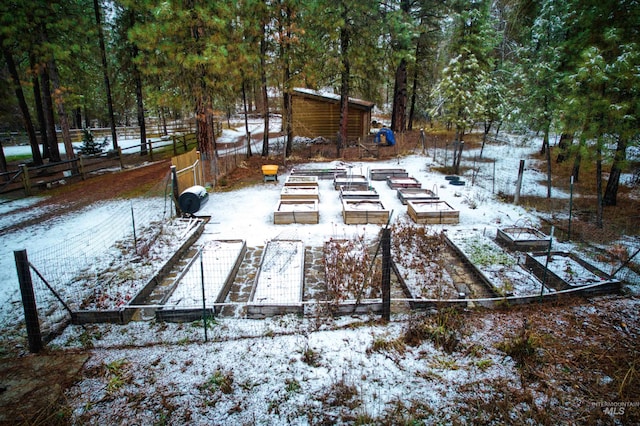 view of yard covered in snow