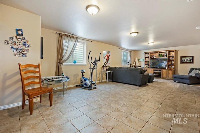 view of tiled living room