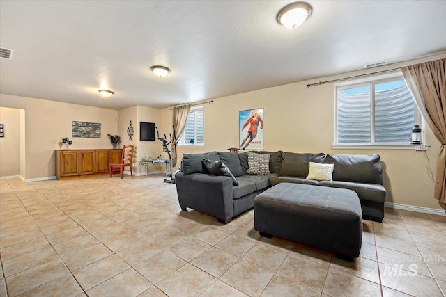 view of tiled living room