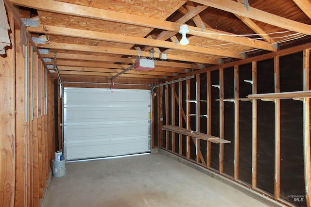 garage with a garage door opener