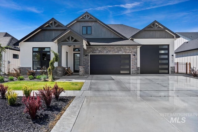 craftsman inspired home with a garage