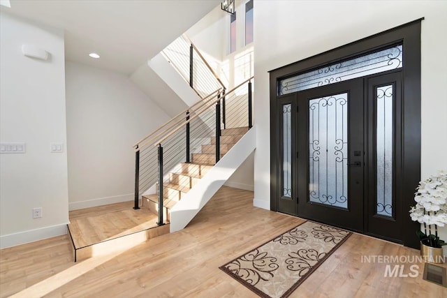 foyer featuring wood-type flooring