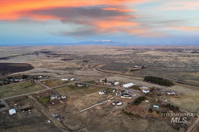 view of aerial view at dusk