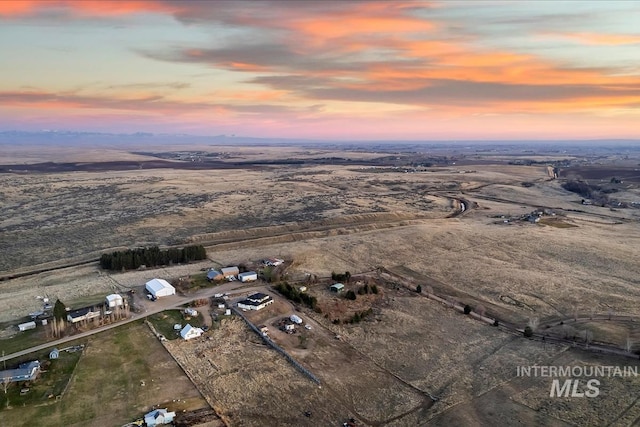 view of aerial view at dusk