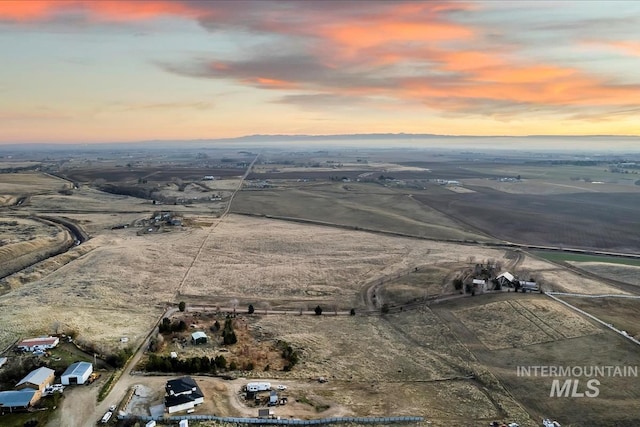 view of aerial view at dusk