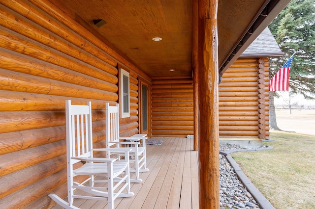 deck featuring covered porch