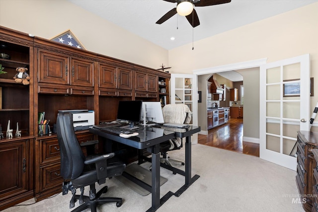 8585 W Rioja St, Star, ID 83669 - office with ceiling fan, arched walkways, and light carpet