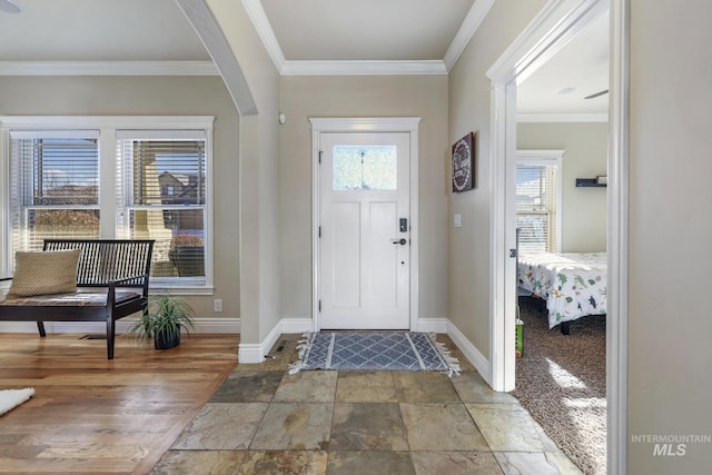 entrance foyer with crown molding