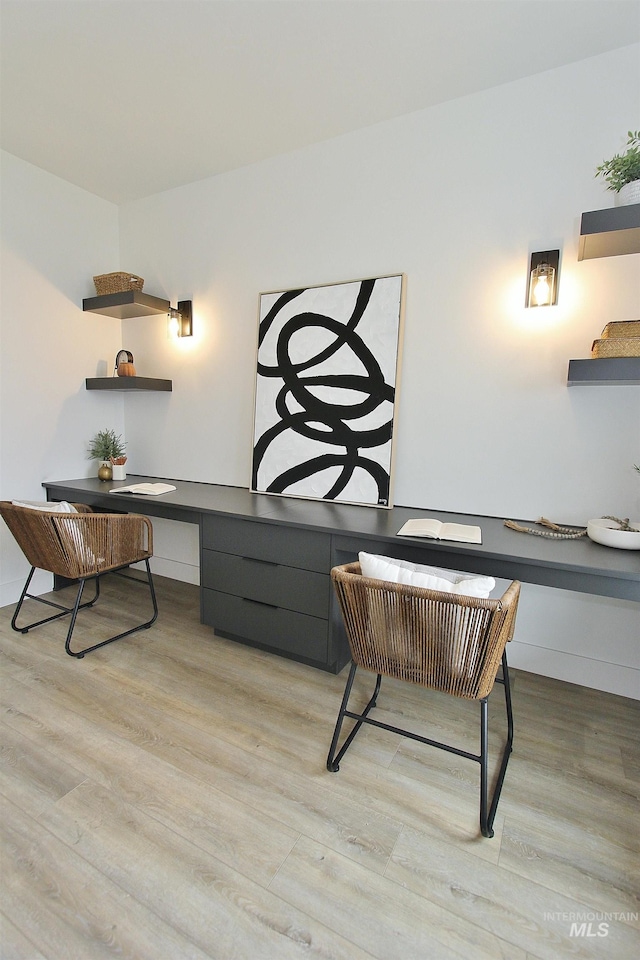 home office featuring light wood-type flooring