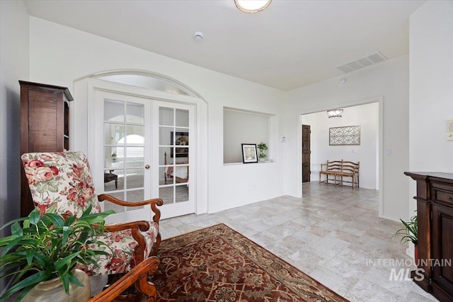 sitting room with french doors