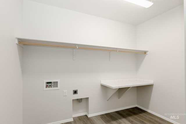 15414 Ivybridge Way, Nampa, ID 83651 - washroom featuring baseboards, laundry area, hookup for an electric dryer, dark wood-type flooring, and hookup for a washing machine