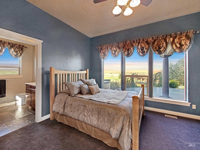 16480 Goodson Rd, Caldwell, ID 83607 - bedroom featuring dark colored carpet, ceiling fan, and lofted ceiling