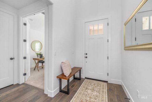 foyer entrance featuring dark hardwood / wood-style flooring