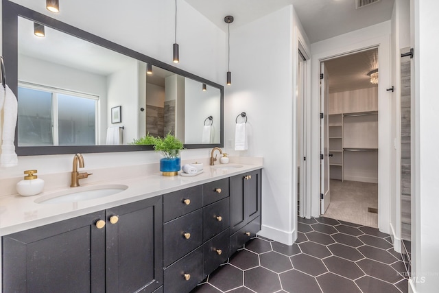 bathroom featuring vanity and tile patterned floors