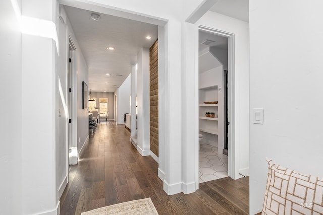 hall featuring dark hardwood / wood-style floors